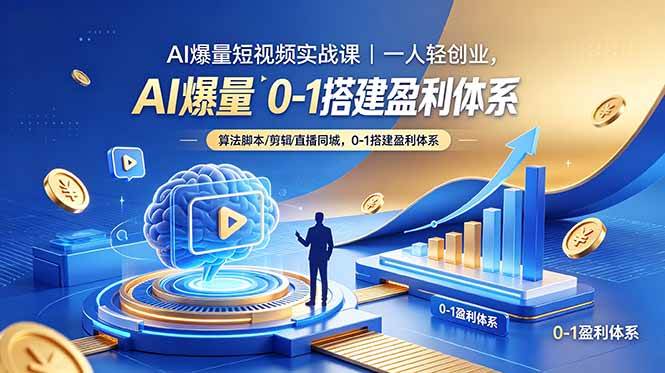 （18652期）AI爆量短视频实战课｜一人轻创业，算法脚本剪辑直播同城，0-1搭建盈利体系-玩备项目资源网