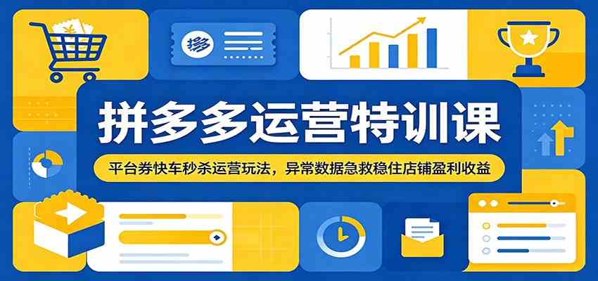 拼多多运营特训课：平台券快车秒杀运营玩法，异常数据急救稳住店铺盈利收益-玩备项目资源网