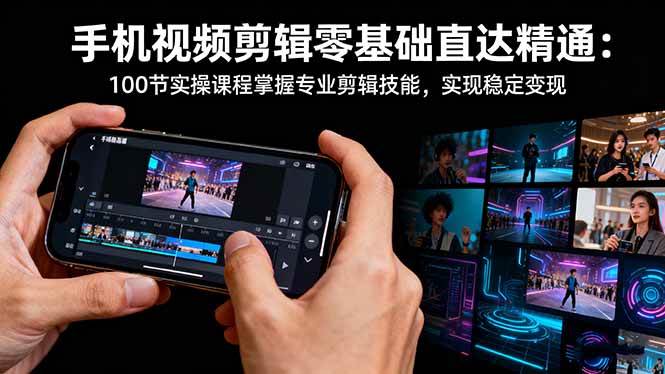 （16466期）手机视频剪辑零基础直达精通：100节实操课程掌握专业剪辑技能，实现稳…-玩备项目资源网