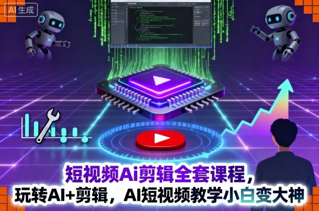 短视频Ai剪辑全套课程，玩转AI+剪辑，AI短视频教学小白变大神-玩备项目资源网