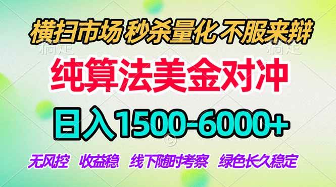 （18651期）2026美金掘金新风口-纯算法对冲震撼上线！日入1500-6000+，长久合规稳健，轻松摆脱死工资，…-玩备项目资源网