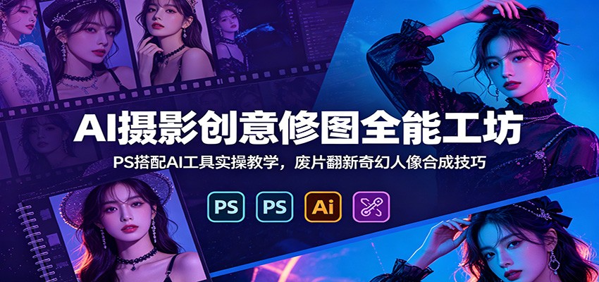 AI摄影创意修图全能工坊：PS搭配AI工具实操教学，废片翻新奇幻人像合成技巧-玩备项目资源网