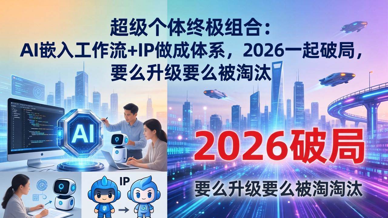 (17808期)超级个体终极组合-更新:AI嵌入工作流+IP做成体系,2026一起破局,要么升级要么被淘汰-玩备项目资源网