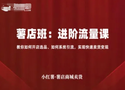 小红薯薯店商城卖货，进阶流量课，教你如何开店选品、如何系统引流，实现快速卖货变现-玩备项目资源网