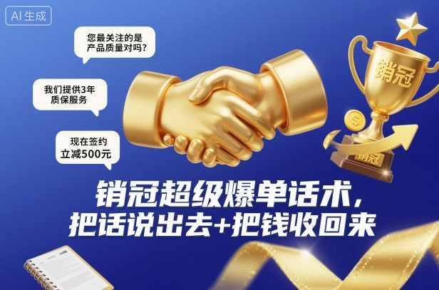 销冠超级爆单话术，把话说出去+把钱收回来-玩备项目资源网
