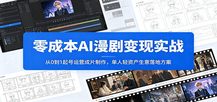 零成本AI漫剧变现实战：从0到1起号运营成片制作，单人轻资产生意落地方案-玩备项目资源网