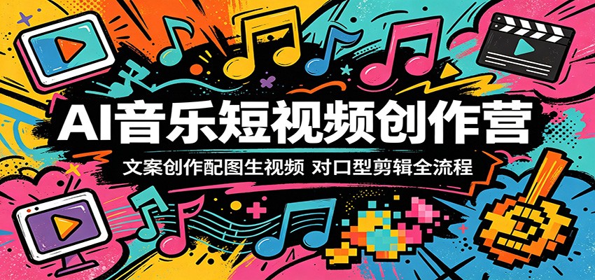 AI音乐短视频创作营：文案创作配图生视频，对口型剪辑全流程-玩备项目资源网