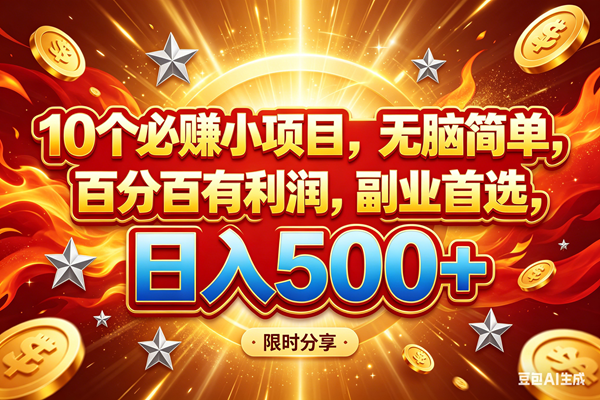（18092期）10个必赚小项目，百分百赚米，无脑简单，副业首选，日入499+-玩备项目资源网
