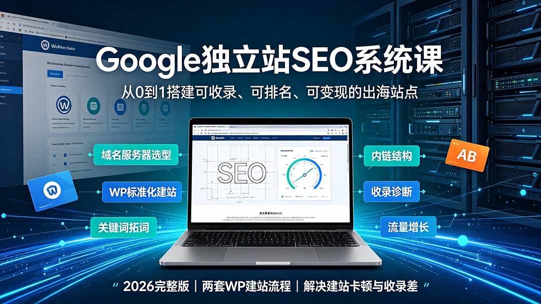(19426期)Google独立站SEO-7月系统课:出海基建×WordPress建站×AI内容生产×站内外优化×Search Console×AdSense变现-玩备项目资源网