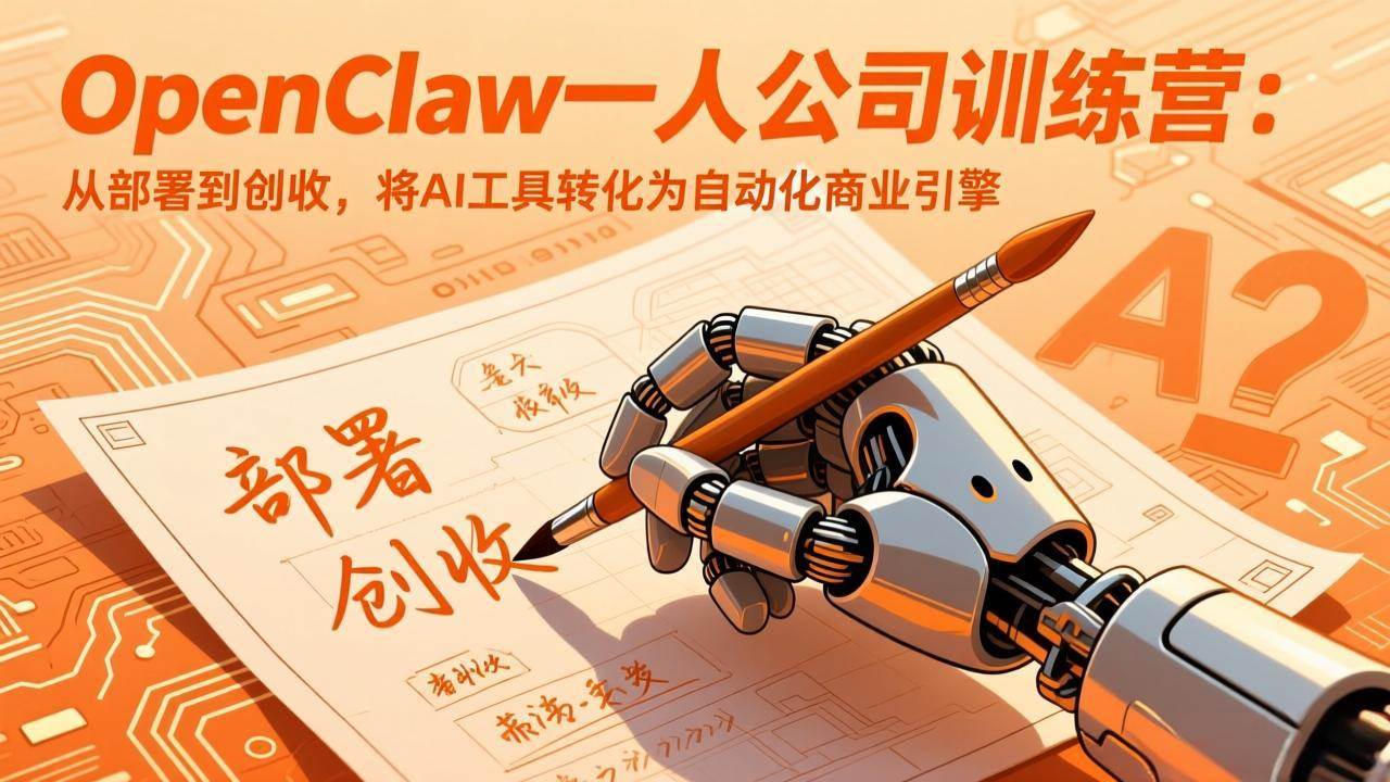 （17540期）OpenClaw一人公司训练营：从部署到创收，将AI工具转化为自动化商业引擎-玩备项目资源网