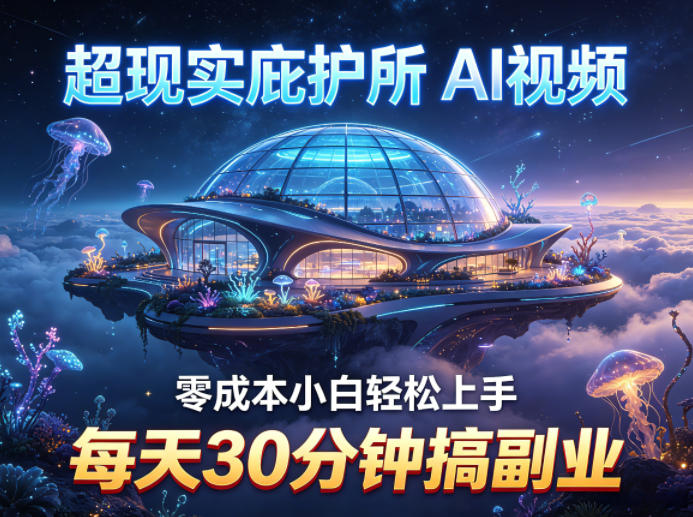 超现实庇护所AI视频项目拆解，零成本小白轻松上手，每天30分钟搞副业-玩备项目资源网