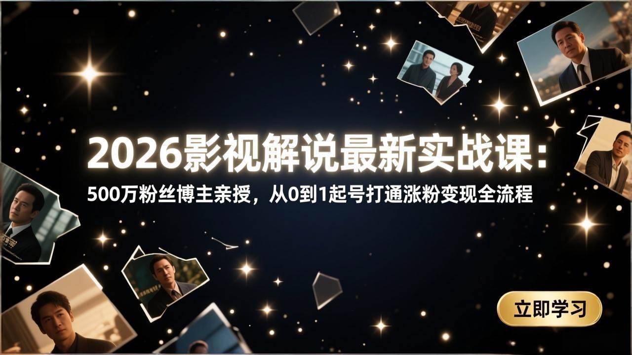 (17530期)2026影视解说最新实战课:500万粉丝博主亲授,从0到1起号打通涨粉变现全流程-玩备项目资源网