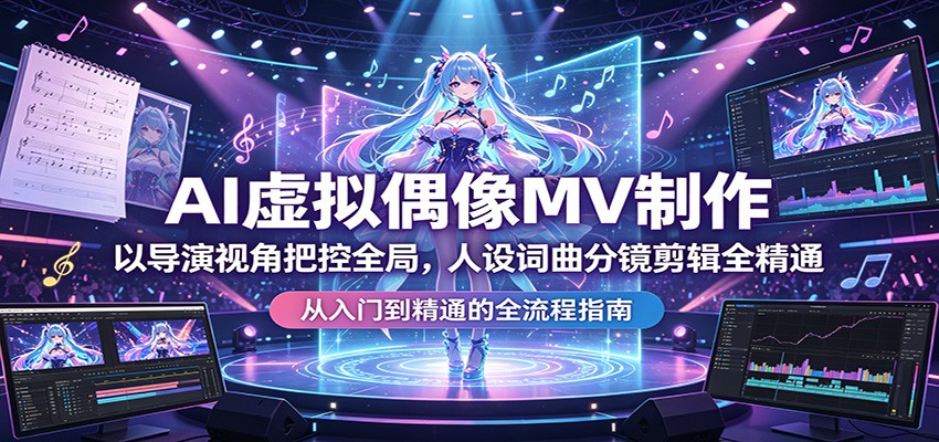 AI虚拟偶像MV制作：以导演视角把控全局，人设词曲分镜剪辑全精通-玩备项目资源网