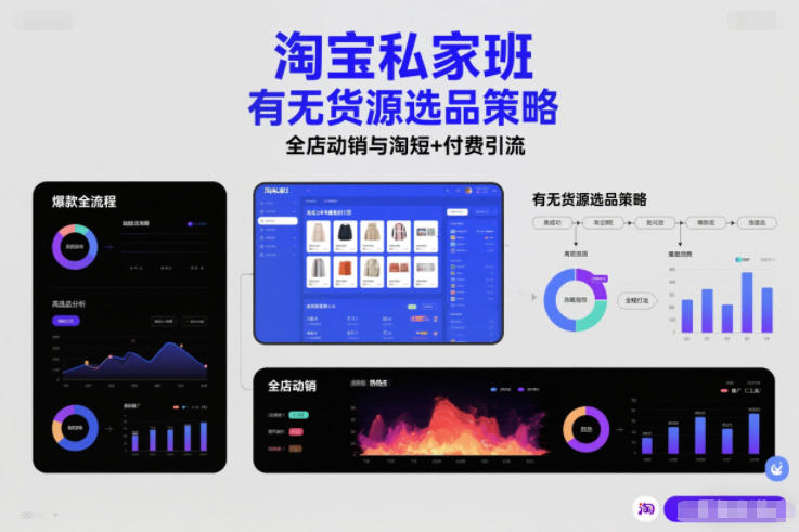 淘宝私家班,有无货源选品策略,高成功率爆款全流程打法,全店动销与淘短+付费引流(更新2026年4月)-玩备项目资源网