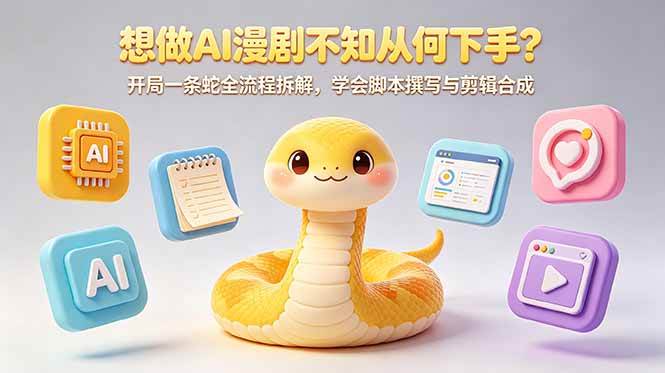 （18550期）想做AI漫剧不知从何下手？开局一条蛇全流程拆解，学会脚本撰写与剪辑合成-玩备项目资源网