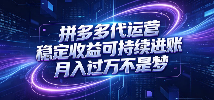 拼多多代运营,小白也能轻松月入过万,真实运营数据可查,全托管代运营-玩备项目资源网
