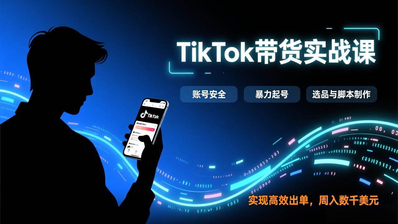 (17278期)TikTok带货实战课,涵盖账号安全、暴力起号、选品与脚本制作,实现高效出单,周入数千美元-玩备项目资源网