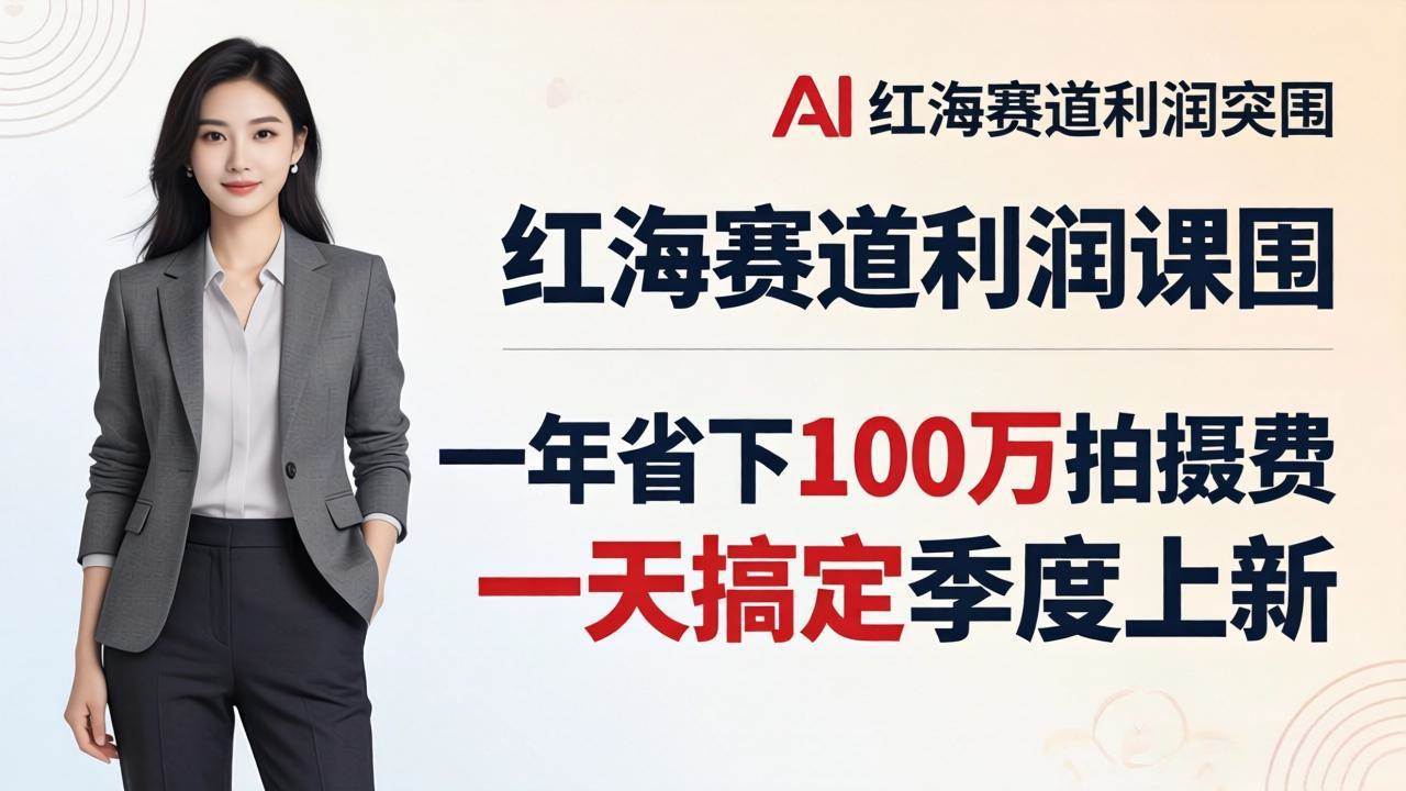 （17884期）服装老板AI模特图课：一年省下100万拍摄费，一天搞定季度上新，红海赛道利润突围-玩备项目资源网