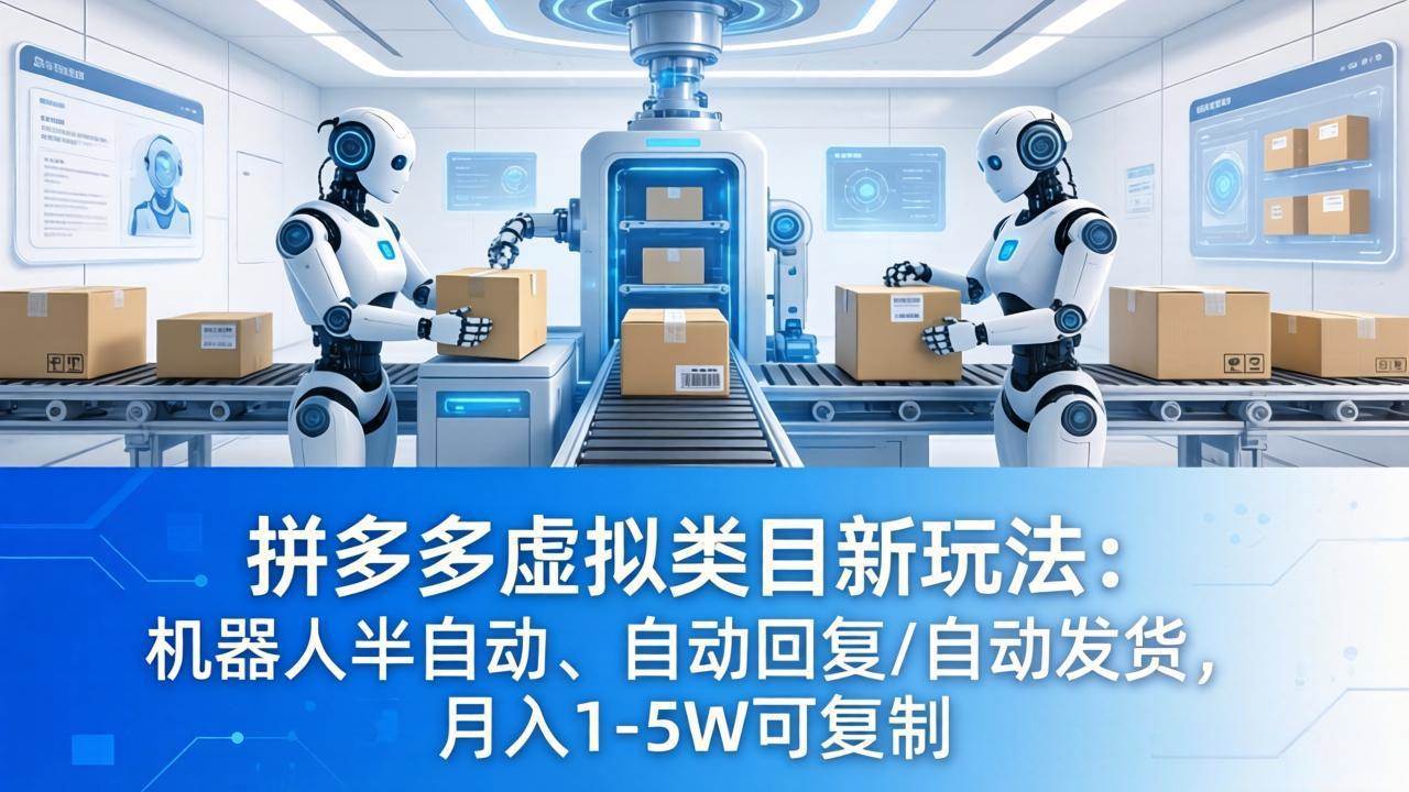 （18038期）拼多多虚拟类目新玩法：机器人半自动、自动回复 /自动发货，月入 1-5W 可复制-玩备项目资源网