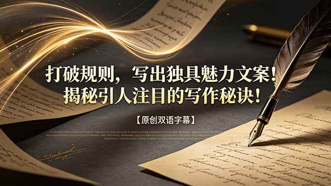 (18971期)打破规则,写出独具魅力文案!揭秘引人注目的写作秘诀!【原创双语字幕】-玩备项目资源网