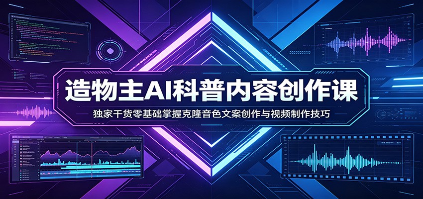 AI科普内容创作课：独家干货零基础掌握克隆音色文案创作与视频制作技巧-玩备项目资源网