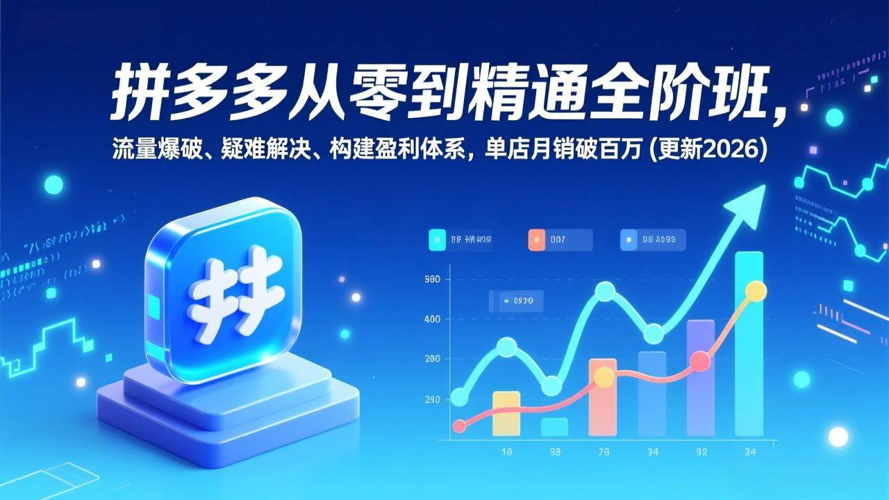 （17148期）拼多多从零到精通全阶班，流量爆破、疑难解决，构建盈利体系，单店月销破百万(更新2026)-玩备项目资源网