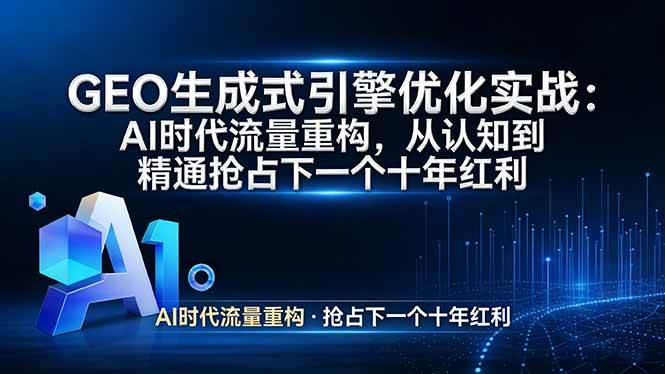 （17708期）GEO 生成式引擎优化实战：AI时代流量重构，从认知到精通抢占下一个十年红利-玩备项目资源网