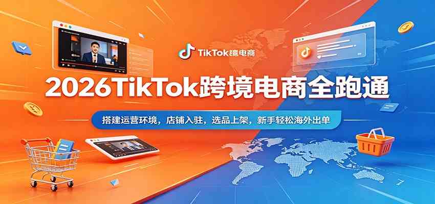 2026TikTok跨境电商全跑通：搭建运营环境，店铺入驻，选品上架，新手轻松海外出单-玩备项目资源网