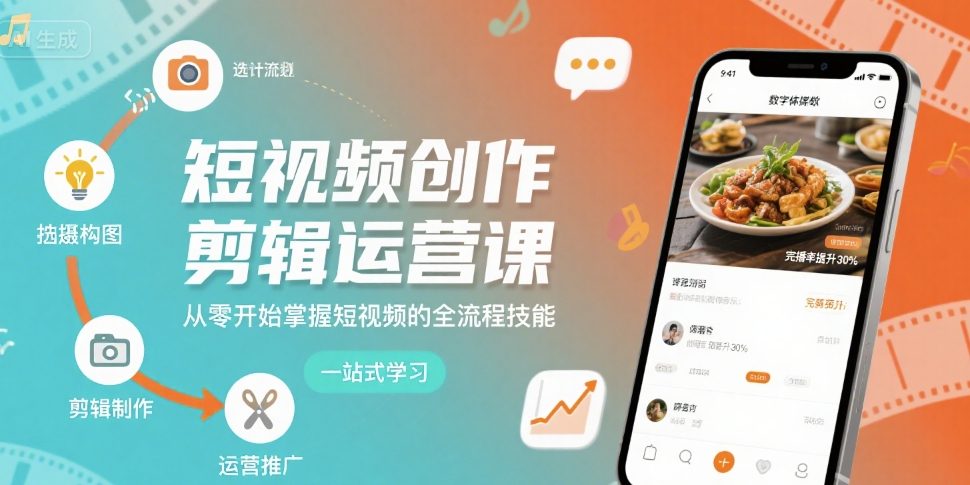 短视频创作剪辑运营课，从零开始掌握短视频的全流程技能-玩备项目资源网