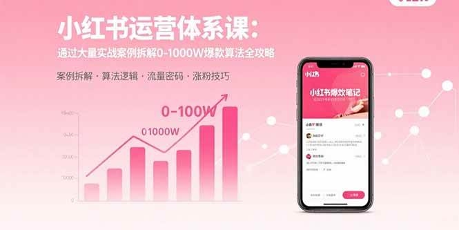（15792期）小红书运营体系课：通过大量实战案例拆解0-1000W爆款算法全攻略-玩备项目资源网