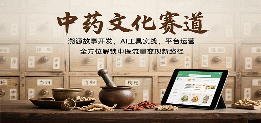 中药文化赛道：溯源故事开发，AI工具实战，平台运营，全方位解锁中医流量变现新路径-玩备项目资源网