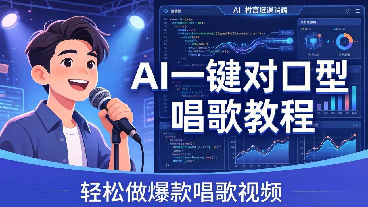 （18118期） AI一键对口型唱歌教程：零基础也能学，素材准备+模型训练+音色转换，轻松做爆款唱歌视频-玩备项目资源网