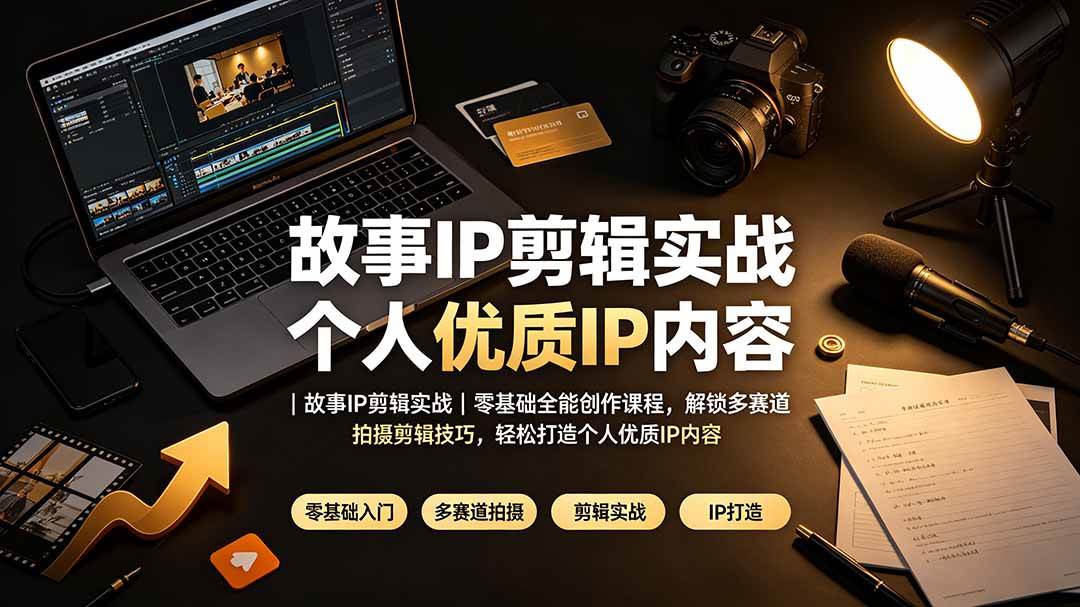 (19550期)故事IP剪辑实战|零基础全能创作课程,解锁多赛道拍摄剪辑技巧,轻松打造个人优质IP内容-玩备项目资源网