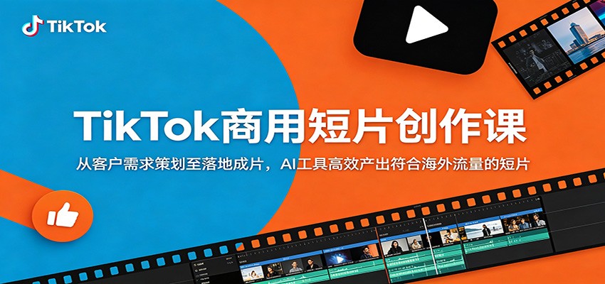 TikTok商用短片创作课:从客户需求策划至落地成片,AI工具高效产出符合海外流量的短片-玩备项目资源网