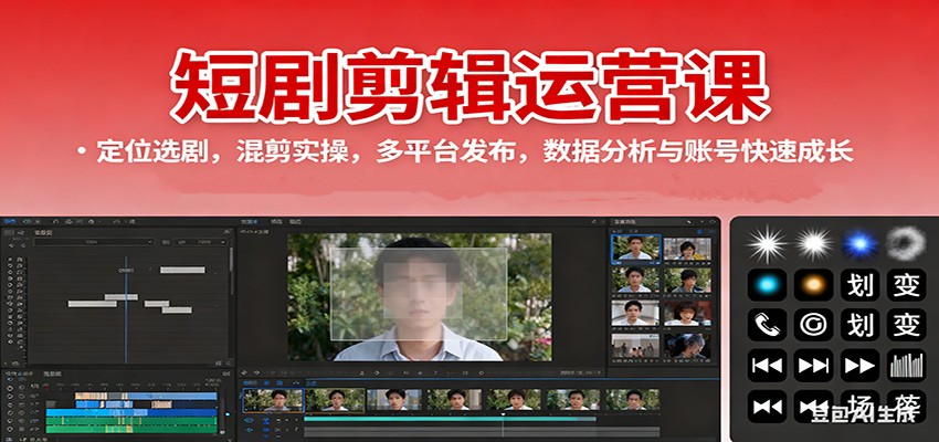 短剧剪辑运营课:定位选剧,混剪实操,多平台发布,数据分析与账号快速成长-玩备项目资源网