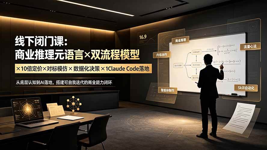 （19381期）线下闭门课：商业推理元语言×双流程模型×10倍定价×对标模仿×数据化决策×Claude Code落地，击穿认知盲区-玩备项目资源网