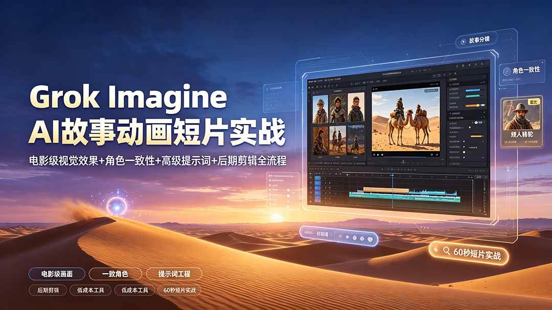 (19305期)Grok Imagine AI故事动画短片实战:电影级视觉效果+角色一致性+高级提示词+后期剪辑全流程-玩备项目资源网