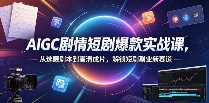 AIGC剧情短剧爆款实战课，从选题剧本到高清成片，解锁短剧副业新赛道-玩备项目资源网