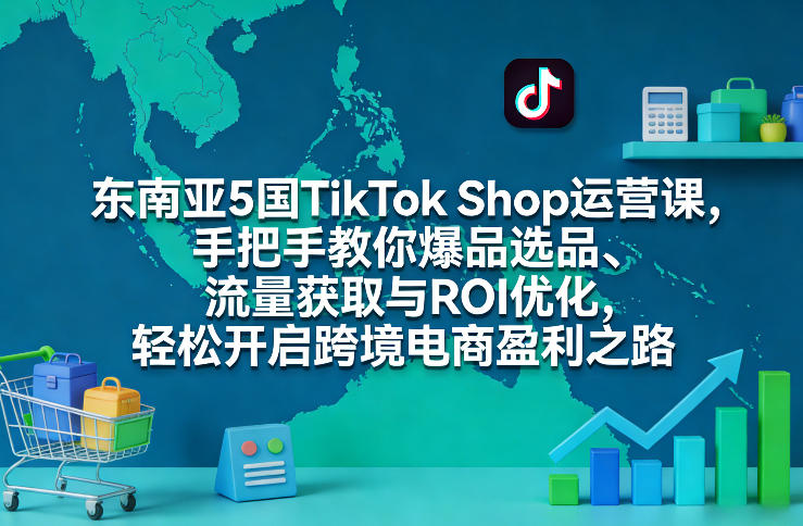 东南亚5国TikTok Shop运营课，手把手教你爆品选品、流量获取与ROI优化，轻松开启跨境电商盈利之路-玩备项目资源网