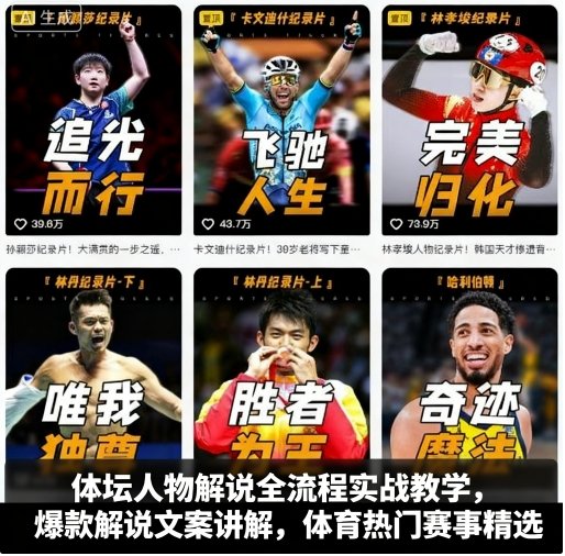 体坛人物解说全流程实战教学，爆款解说文案讲解，体育热门赛事精选-玩备项目资源网