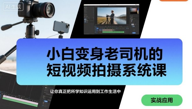 小白变身老司机的短视频拍摄系统课，让你真正把所学知识运用到工作生活中-玩备项目资源网