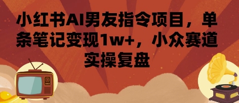 小红书AI男友指令项目，单条笔记变现1w+，小众赛道实操复盘-玩备项目资源网