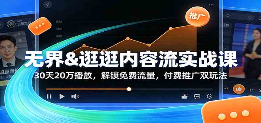 无界&逛逛内容流实战课：30天20万播放，解锁免费流量，付费推广双玩法-玩备项目资源网