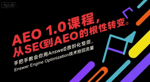 AEO 1.0 课程，从SEO到AE0的基命性转变，手把手教会你用AnswerEngineOptimization技术抢回流量（更新）-玩备项目资源网