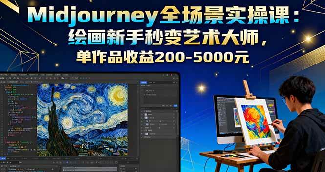 （16125期）Midjourney全场景实操课：绘画新手秒变艺术大师，单作品收益200-5000元-玩备项目资源网