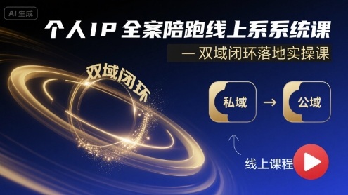 个人IP全案陪跑线上系统课-双域闭环落地实操课-玩备项目资源网