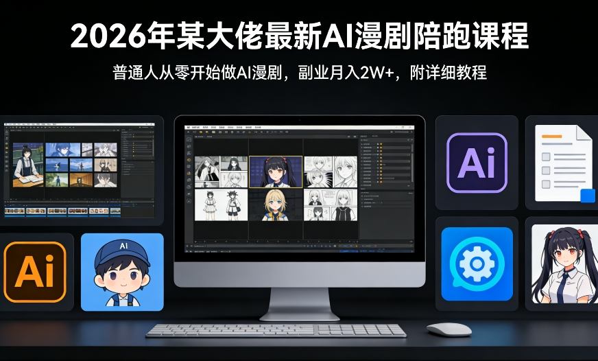 26年某大佬最新Ai漫剧陪跑课程,普通人从零开始做AI漫剧,副业月入2W+-玩备项目资源网