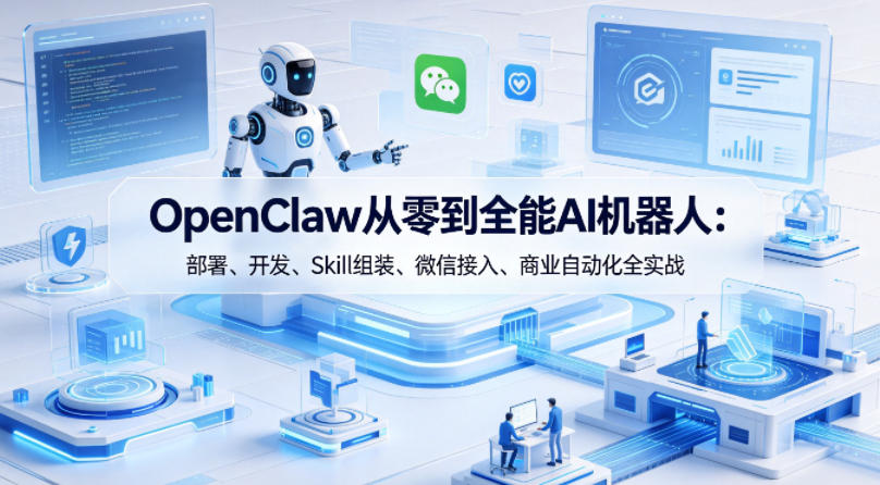 OpenClaw从零到全能AI机器人：部署、开发、Skill组装、微信接入、商业自动化全实战-玩备项目资源网