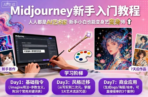 midjourney新手入门教程：人人都是AI艺术家，新手小白也能变身艺术大师-玩备项目资源网