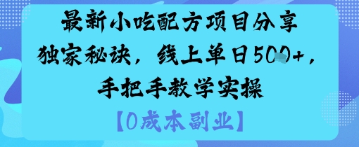 最新小吃配方项目分享独家秘诀，线上单日5张，手把手教学实操-玩备项目资源网